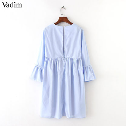 Elegantní dámské šaty Vadim QZ35 výstřih do V modré
